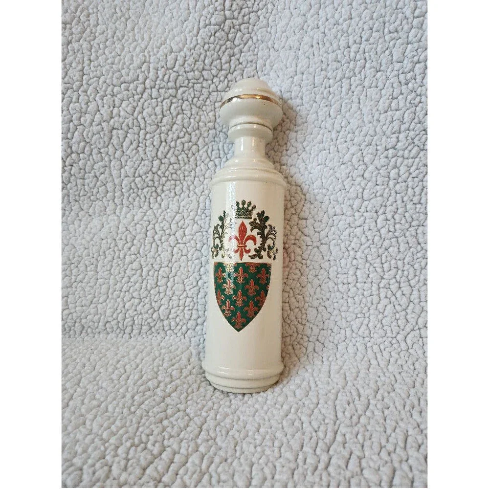 Vintage fleur de lis shield Fitzgerald ceramic decanter